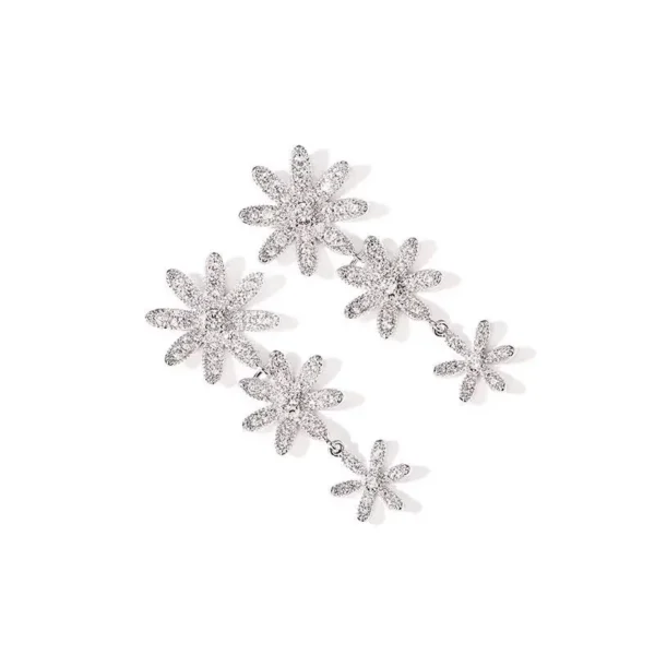 925 Silver Long Flower AAA Zircon