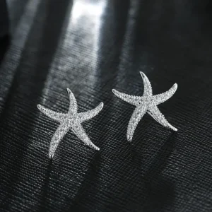 925 Silver Crystal Starfish Earrings