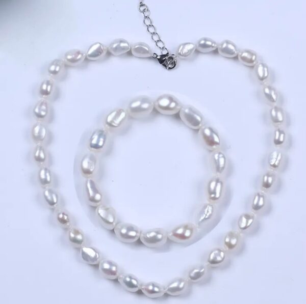 Necklace & Bracelet Set – Genuine freshwater Pearl AA